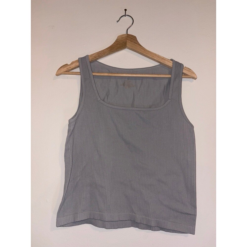 Super Soft Ribbed Gray Pink Rose Tank - Size Small